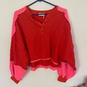 Out from under urban outfitters, size, large, pink, and orange, neon crop top